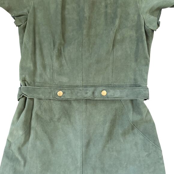 Rachel Zoe Seine Belted Olive Green Goat Suede Dress a/s/o Meghan Markle - Picture 7 of 14